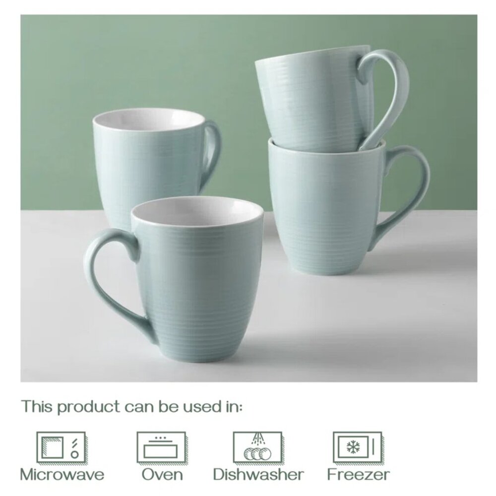 Dowan Sage Green Ceramic Coffee Mugs Set of 6 Large 17 oz Coffee Cups NIB - Picture 4 of 5